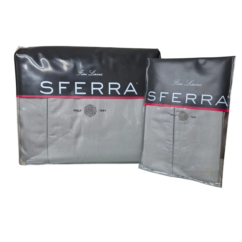 SFERRA Fiona 3200 Twin Duvet Cover‎ with Standard Pillow Sham Gray Made in Italy